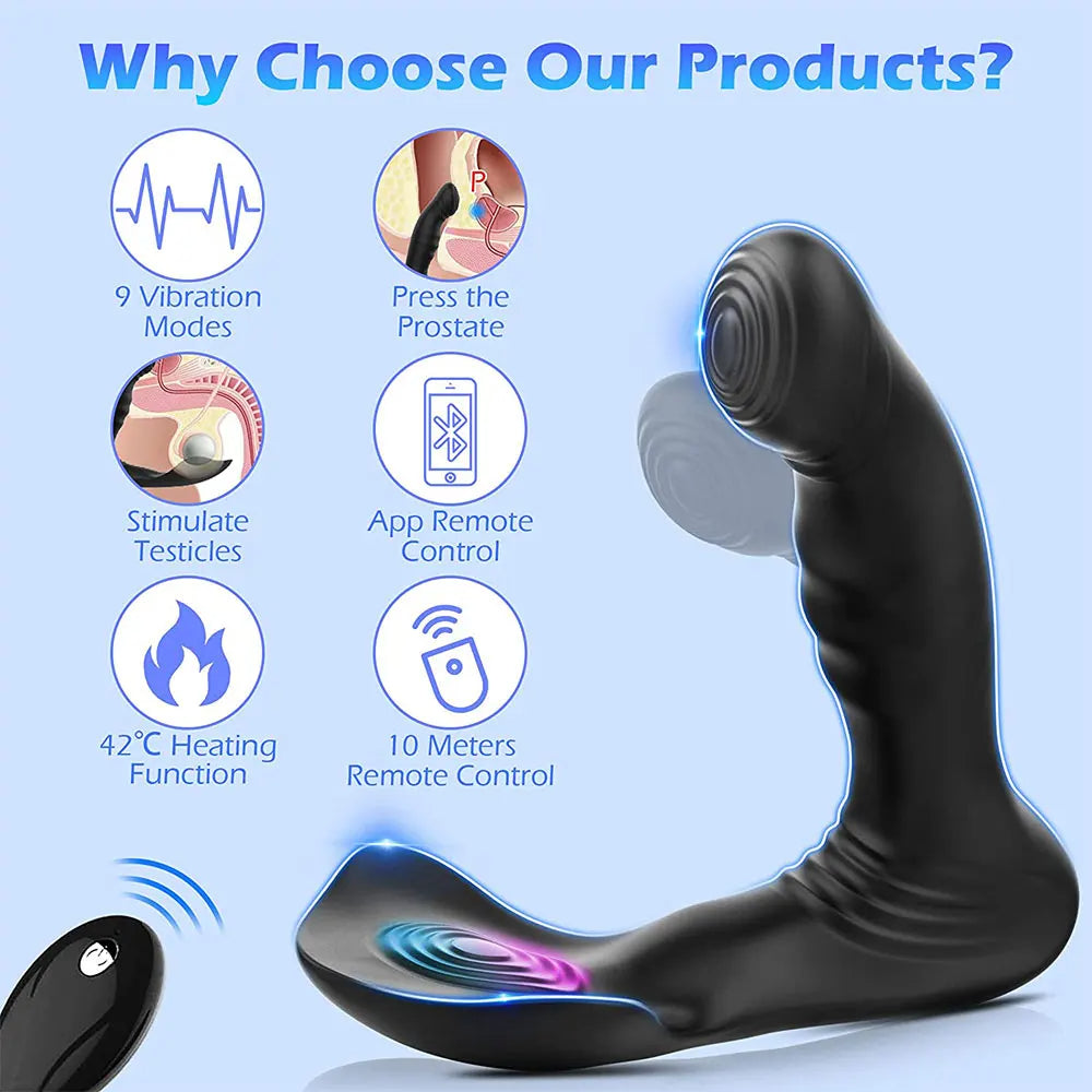 Dual End Prostate Massager - App Remoter Control Swing Vibraing Male Anal Toys