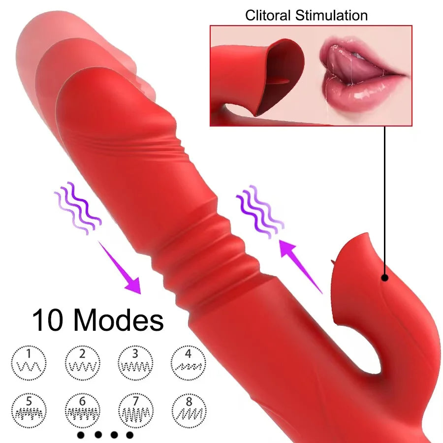 Gode de poussée Vibromasseur point G - Gode vibrant Stimulateur de clitoris Double extrémité Jouet sexuel féminin