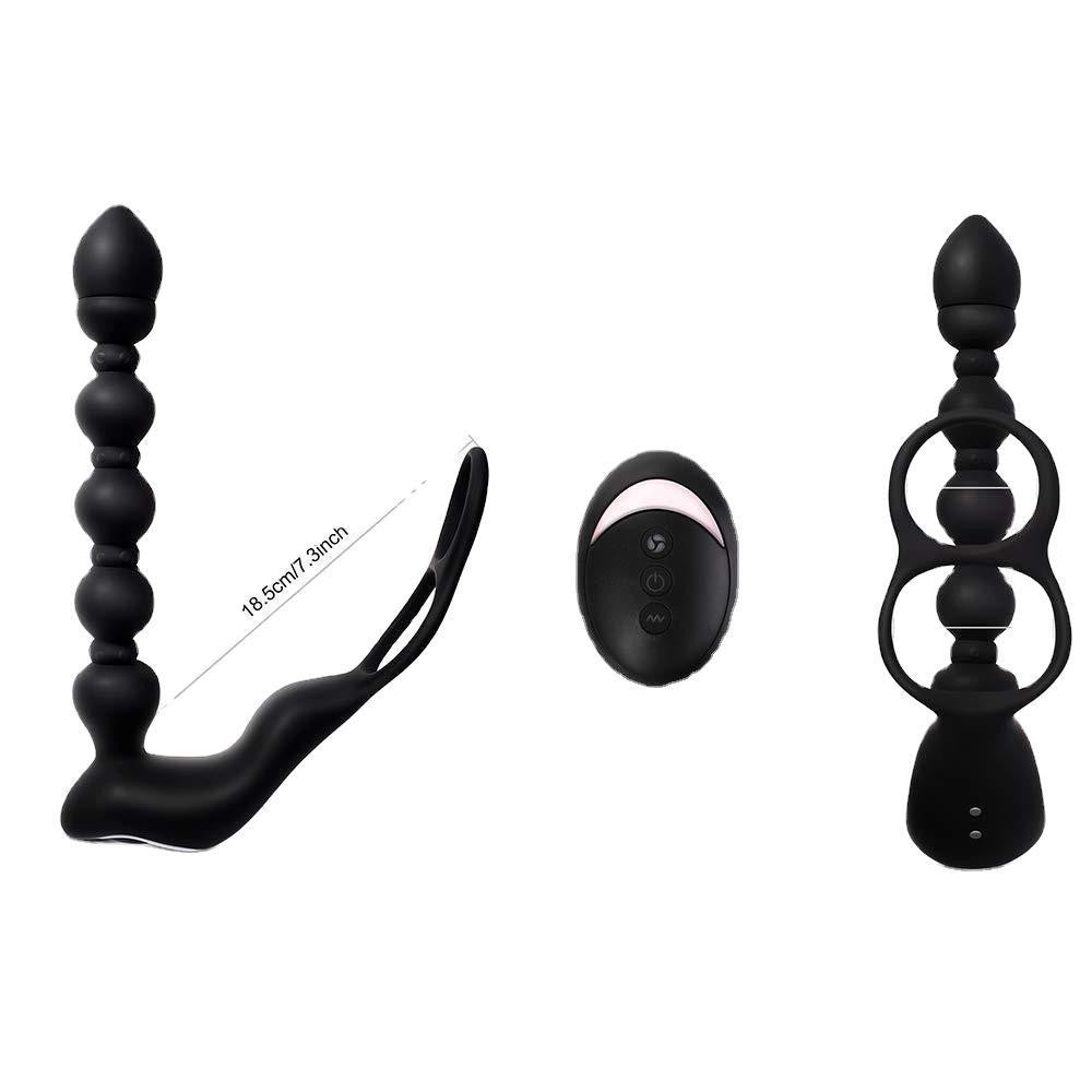 Masseur de prostate à perles anales télécommandées - Anneau pénien vibrant Jouets sexuels masculins