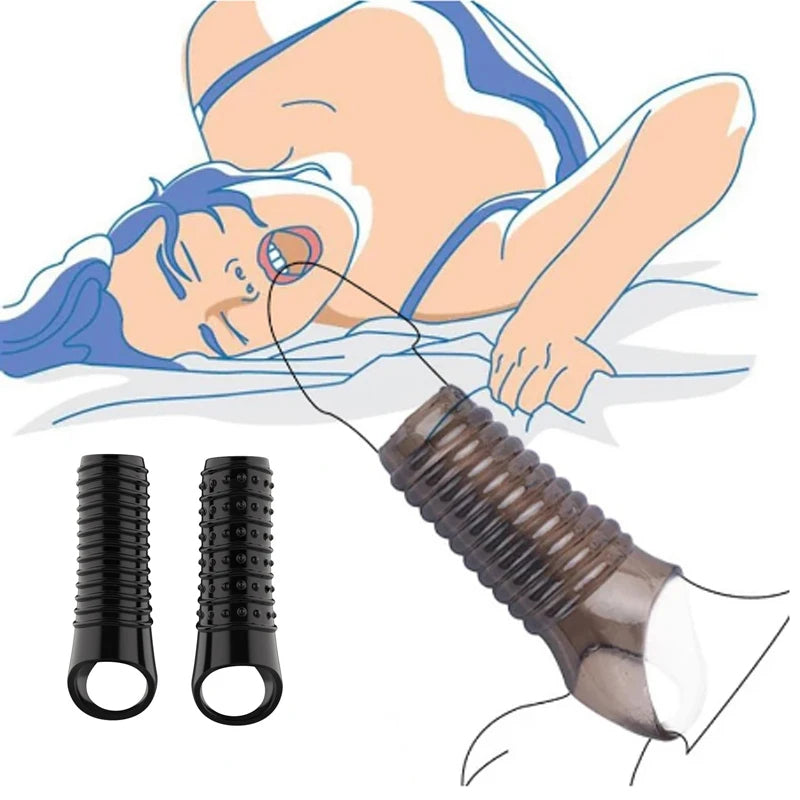 Stretchy Cock Sleeve Condom Male Extender Sex Toy - Penissleeve Delay Ejaculation Enlarger