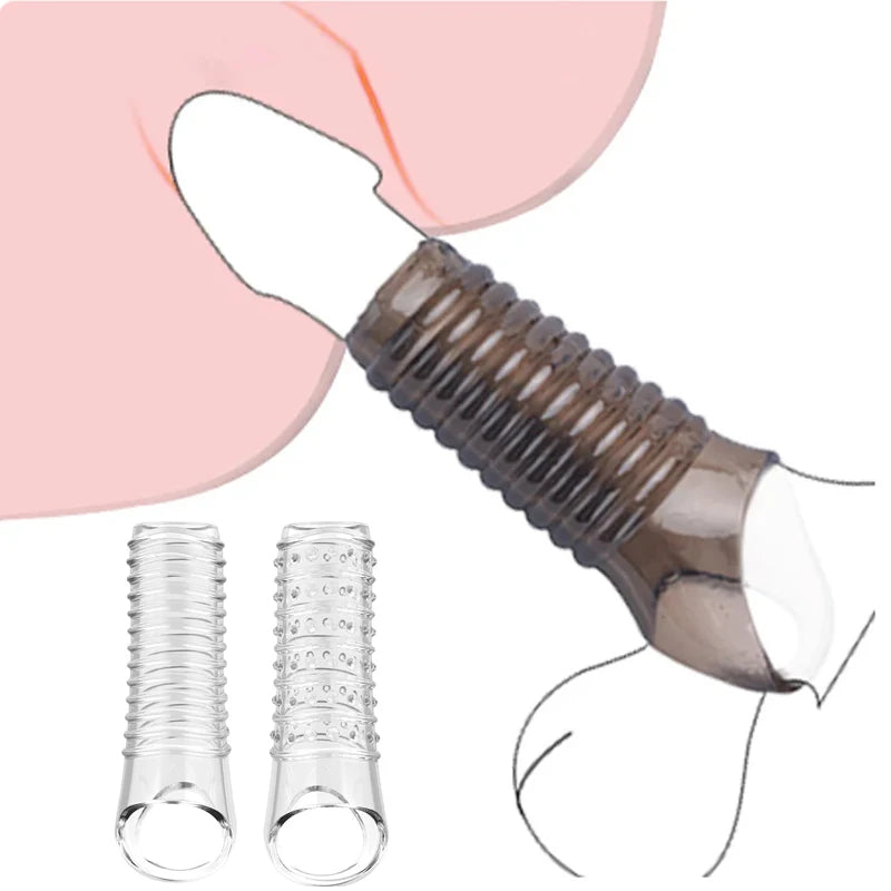 Stretchy Cock Sleeve Condom Male Extender Sex Toy - Penissleeve Delay Ejaculation Enlarger