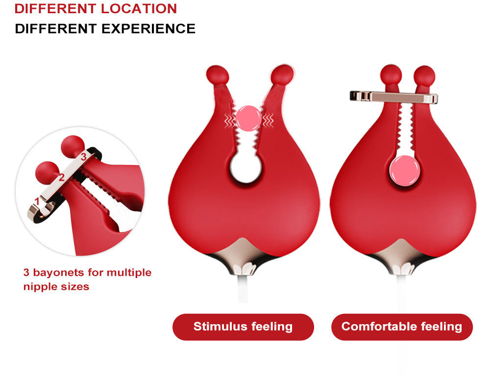 G-Punkt-Vibrationsdildo, Doppel-Nippelklemmen-Vibrator – 2-in-1-Rosen-Sexspielzeug für Frauen