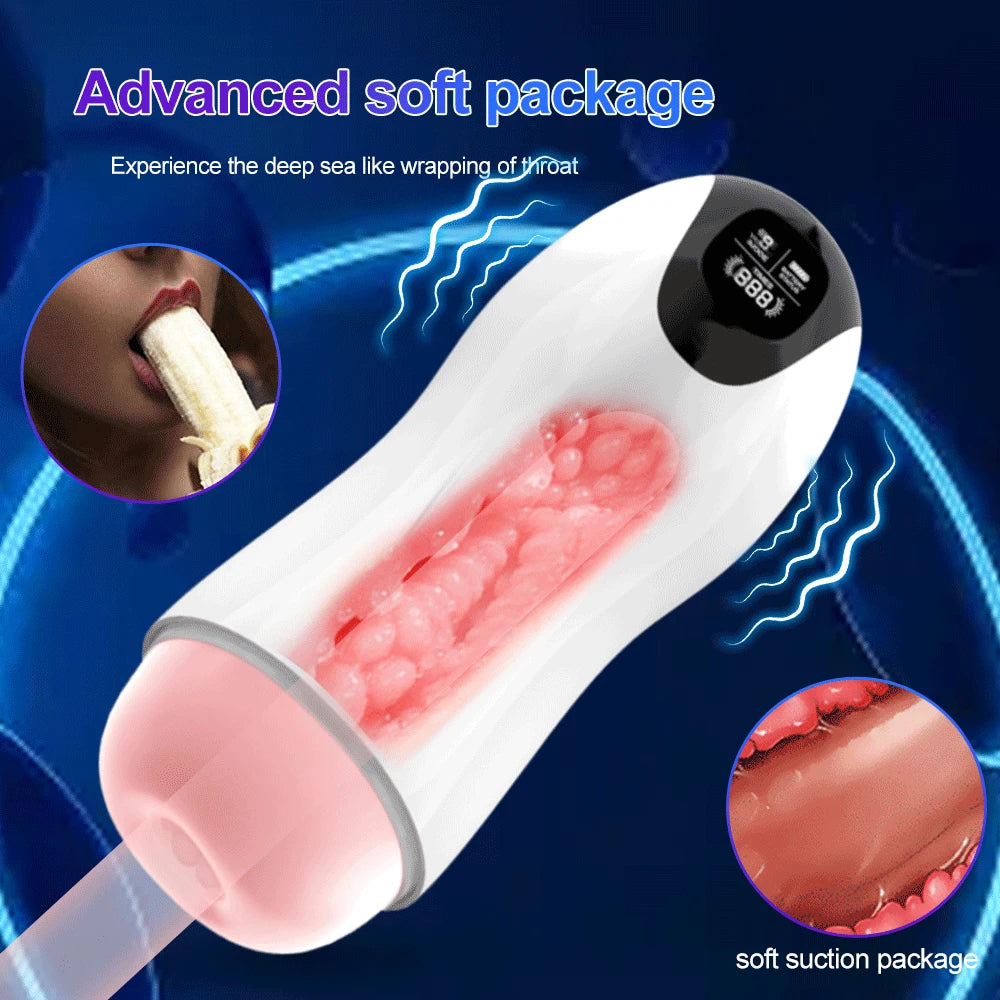 Masturbateur masculin Stroker adulte chatte réaliste - Interaction vocale de massage de pénis à poussée vibrante