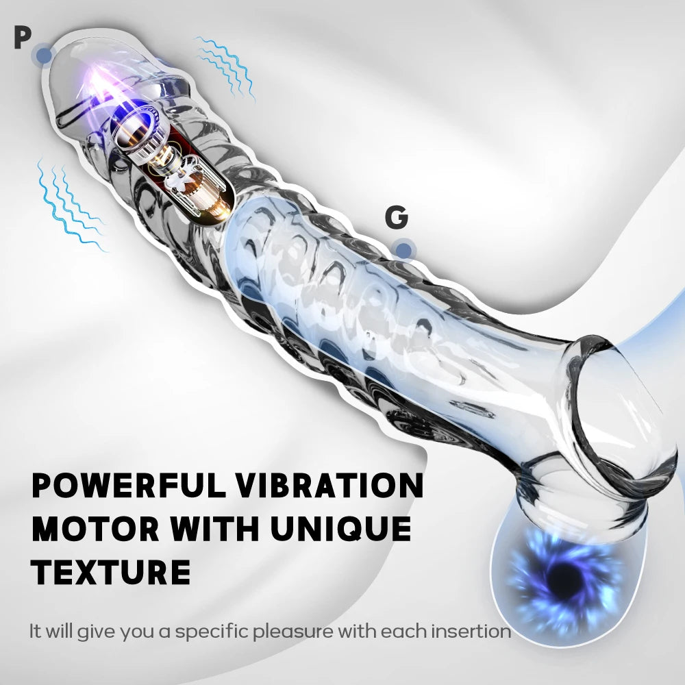 Vibrating Cock Sleeve Penis Enlarger - Penis Ring Delay Ejaculation Condom Sex Toy for Men