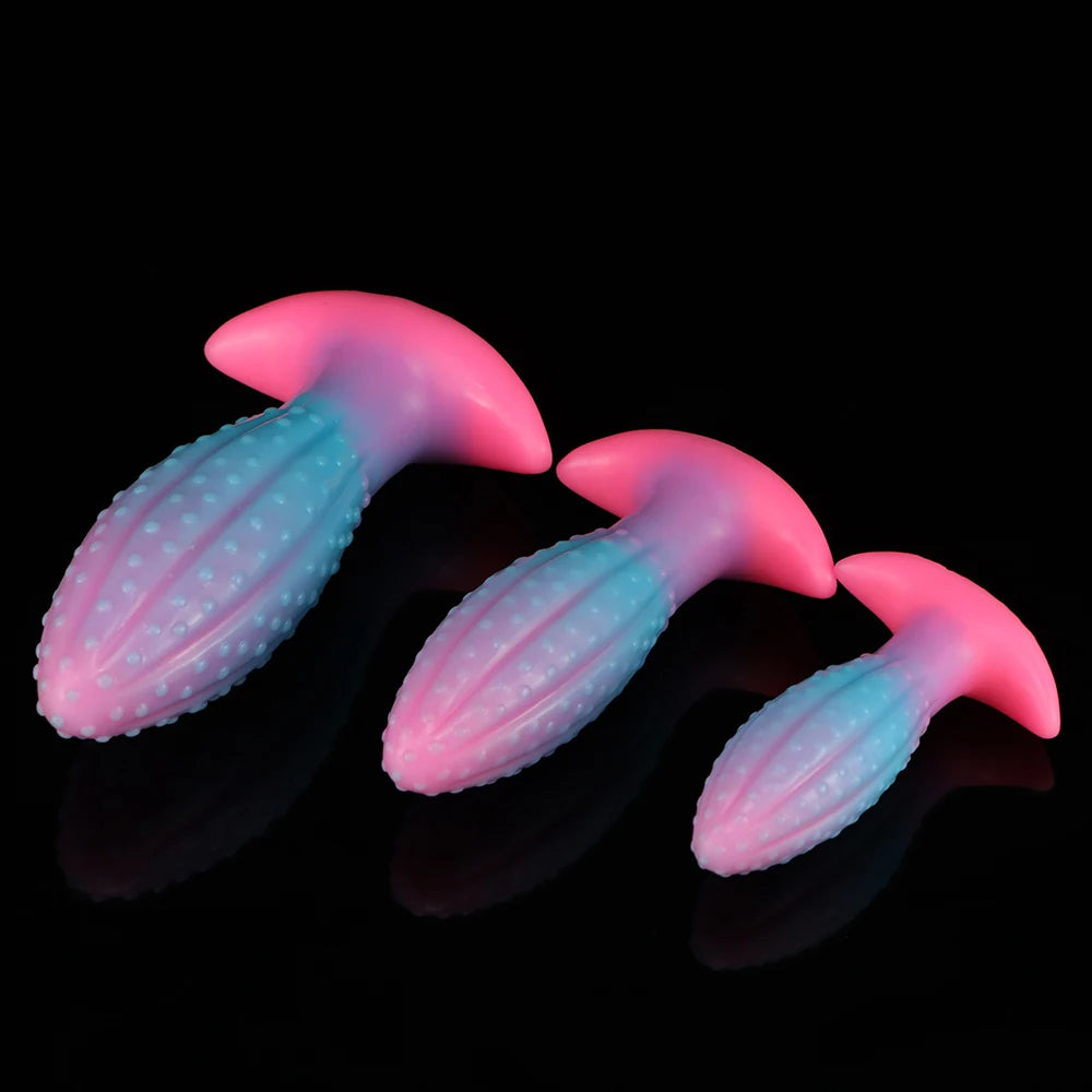 Luminous Silicone Dildo Butt Plug - Knots Anal Dildos Sex Toys for Women Men
