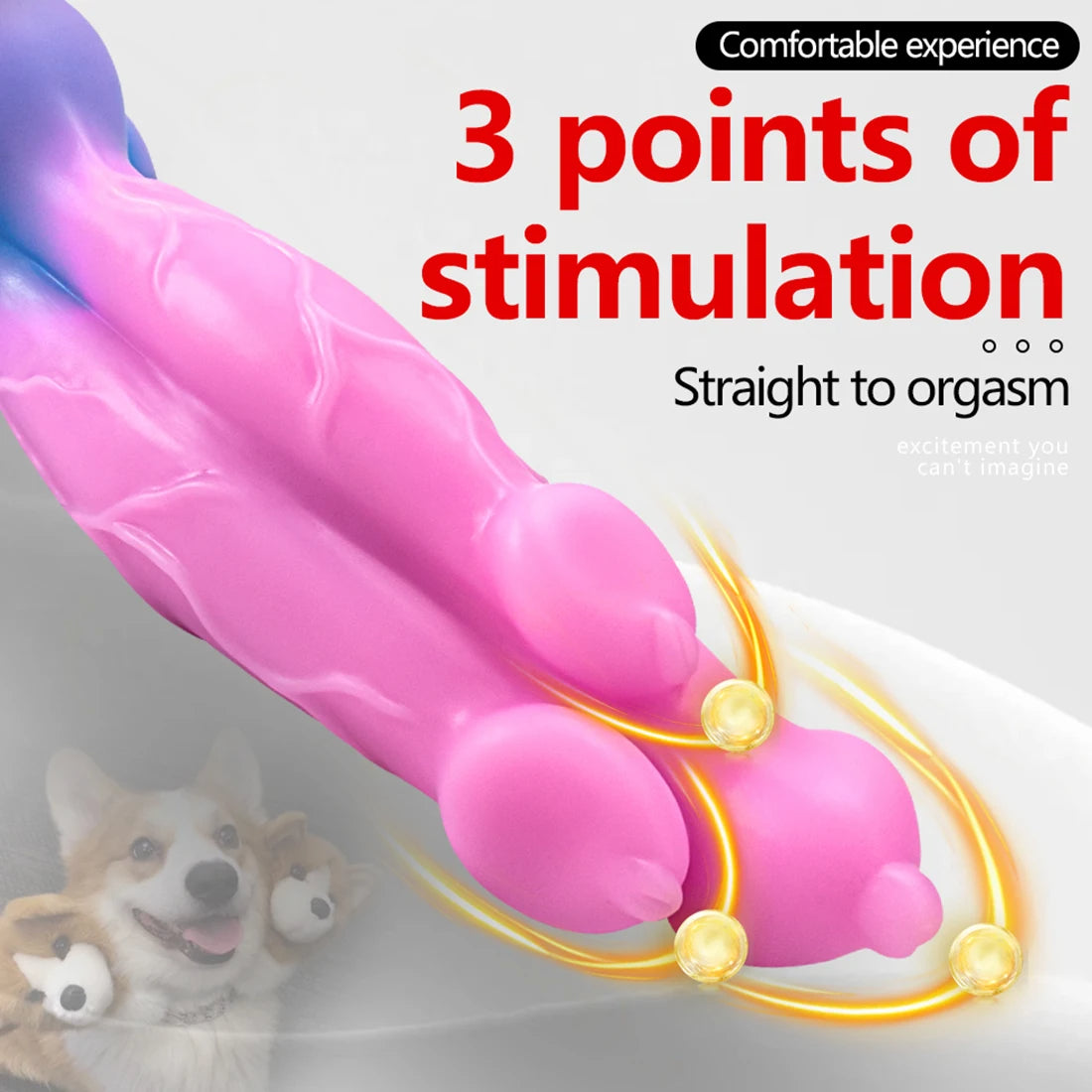 Realistic Thick Dog Dildo - 11 inch Monsterdildo Three Head Women Masturbating Sex Toys