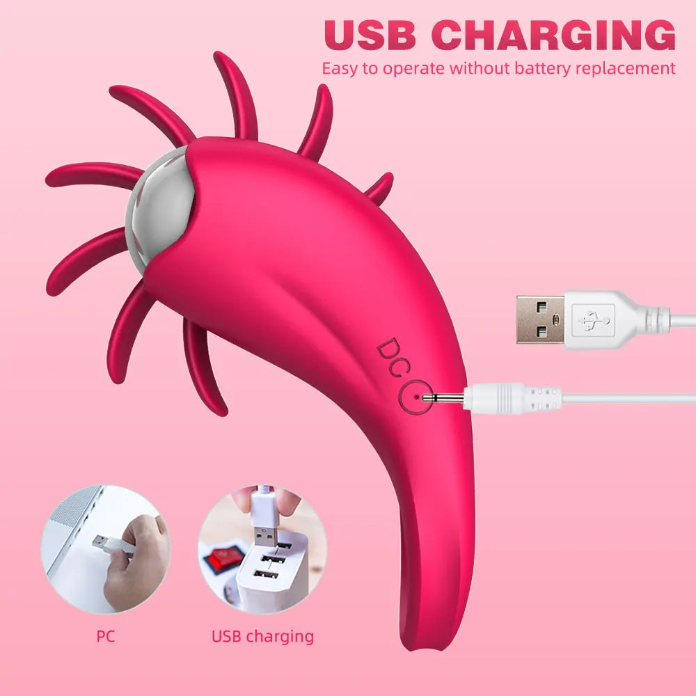 Anneau pénien vibrant léchant la langue stimulateur de clitoris - 10 modes d'éjaculation retardée plaisir amélioré