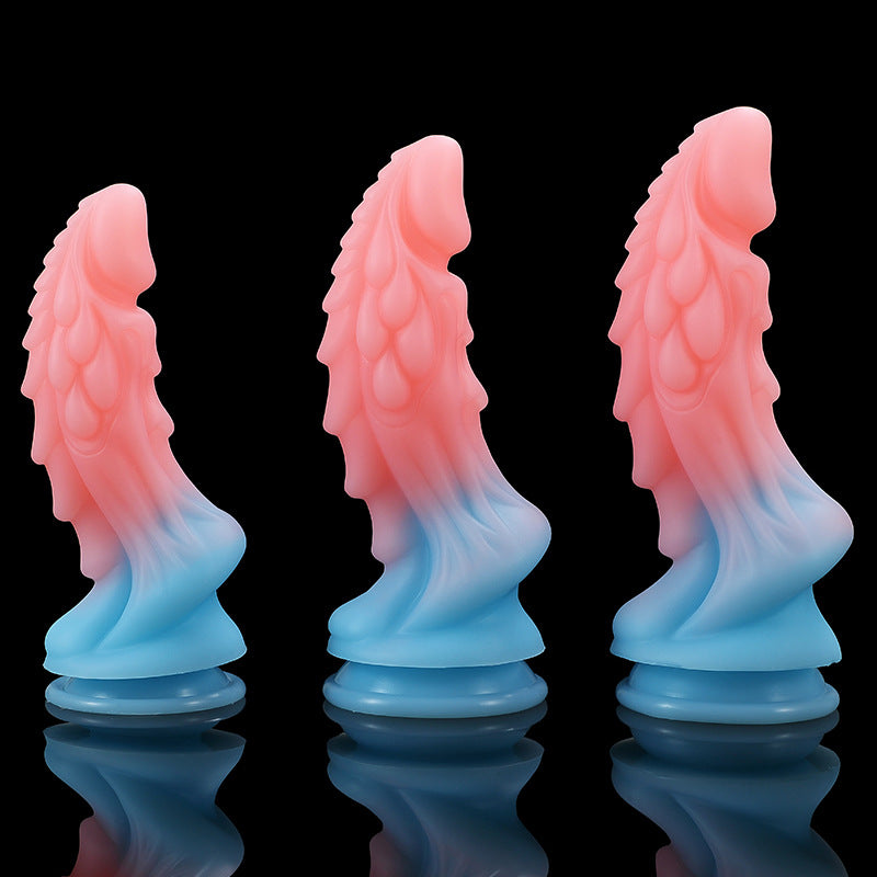 Leuchtender Drache-Monsterdildo-Buttplug – Exotisches Silikon-Dildo-Sexspielzeug mit Saugnapf