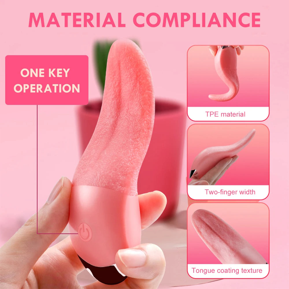 Pink Tongue Vibrator Clit Clamps - Clitoral Licking Nipple Stimulator Sex Toy for Women