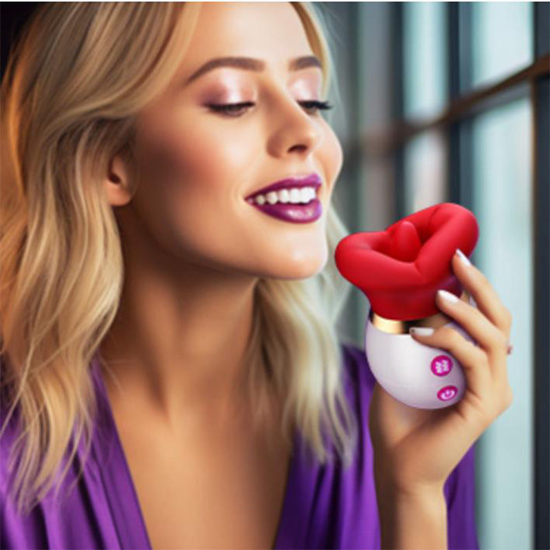 Vibromasseur féminin pour sexe oral à grande bouche - Léchage de langue, succion, pinces à tétons