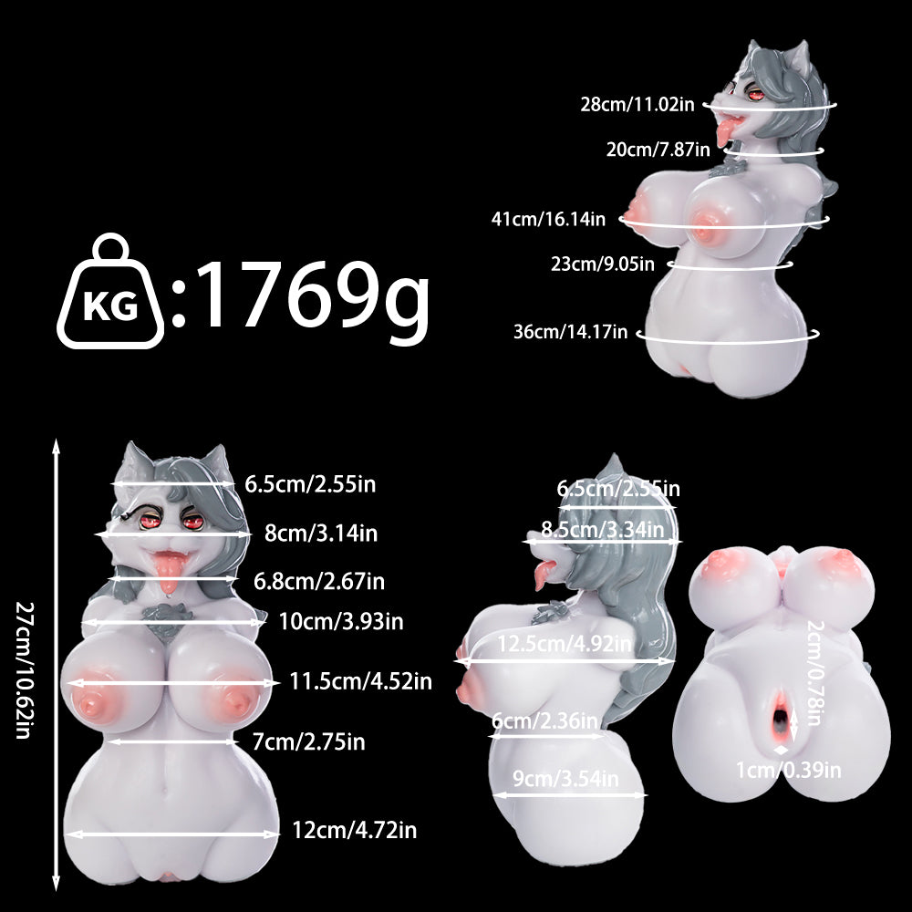 Cheeky Grey Wolf Anime Torso Sex Dolls – Single-Channel Silicone Fantasy Companion