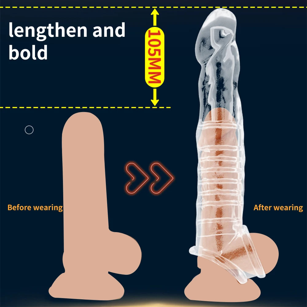 Gelée Silicone manchon de coq vibrant pénis Extender retard éjaculation préservatif jouets sexuels pour hommes