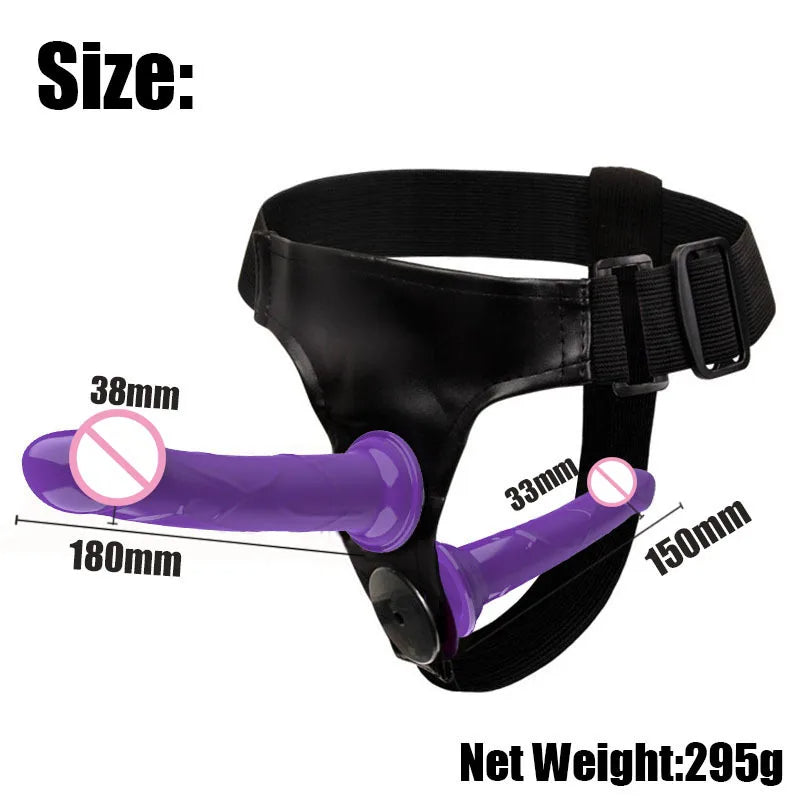Sangle lesbienne sur gode-harnais ceinture Strapon Double extrémité gode Anal jouets sexuels pour couple