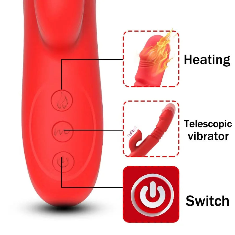Gode de poussée Vibromasseur point G - Gode vibrant Stimulateur de clitoris Double extrémité Jouet sexuel féminin