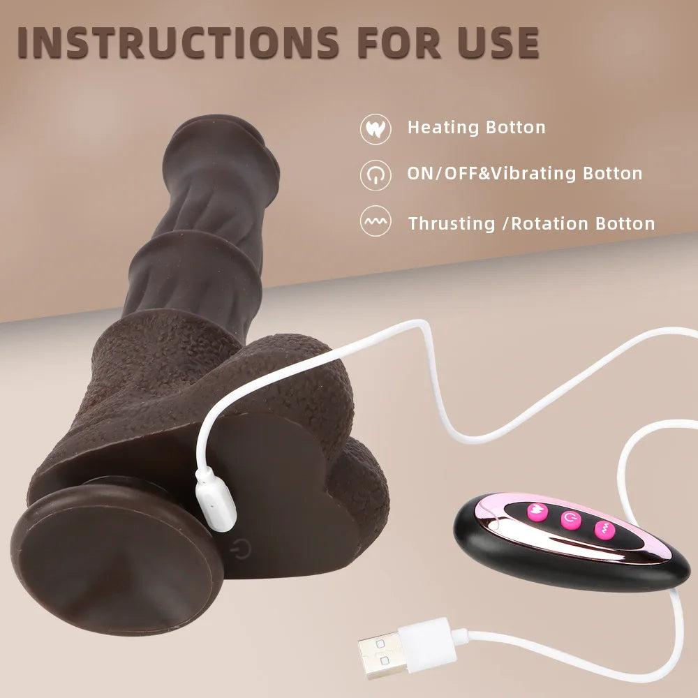 Remote Control Thrusting Huge Horse Dildo - Realistic Animal Vibrating Dildos Butt Plug