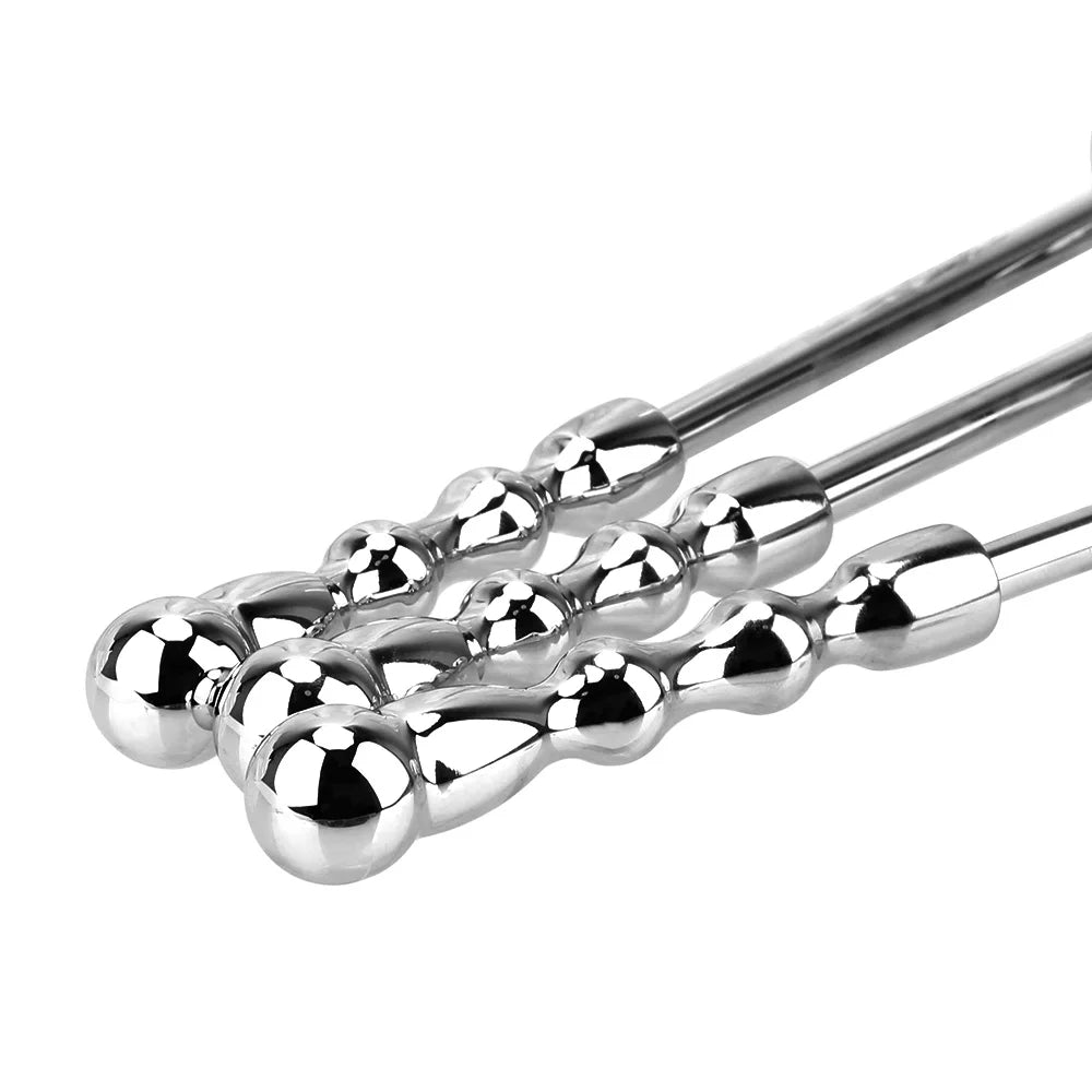 Metal Anal Ball Butt Plug - Double End Slim Dildo Anal Beads Sex Toy