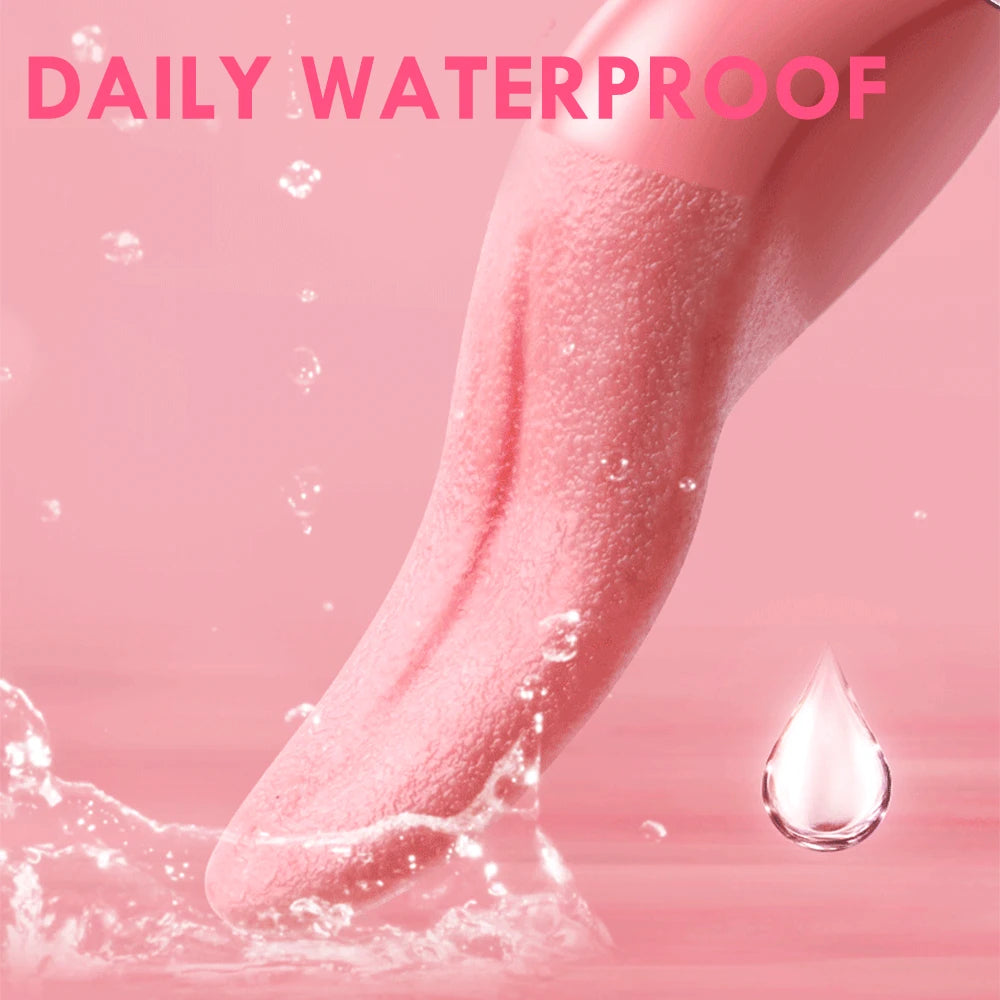 Pink Tongue Vibrator Clit Clamps - Clitoral Licking Nipple Stimulator Sex Toy for Women