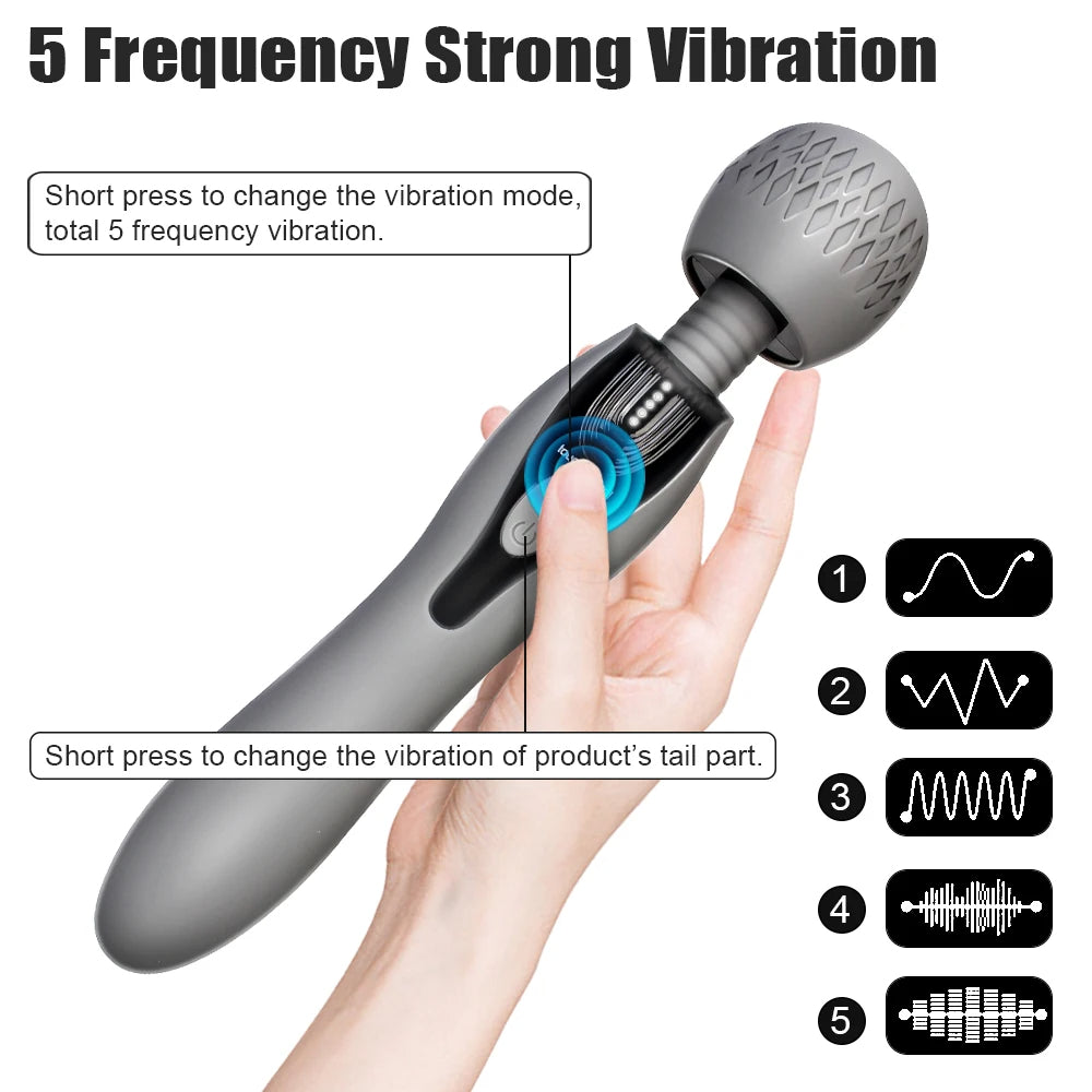 Zauberstab-Vibrator – Doppelend-G-Punkt-Klitoris-Stimulator, weibliches Sexspielzeug