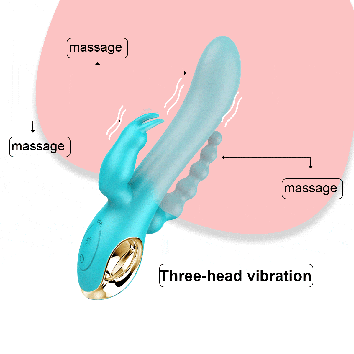 Domlust Dreiköpfiger Drachenvibrator – G-Punkt-Kaninchenperlen, Anusstimulation, 3-in-1-Sexspielzeug für Frauen