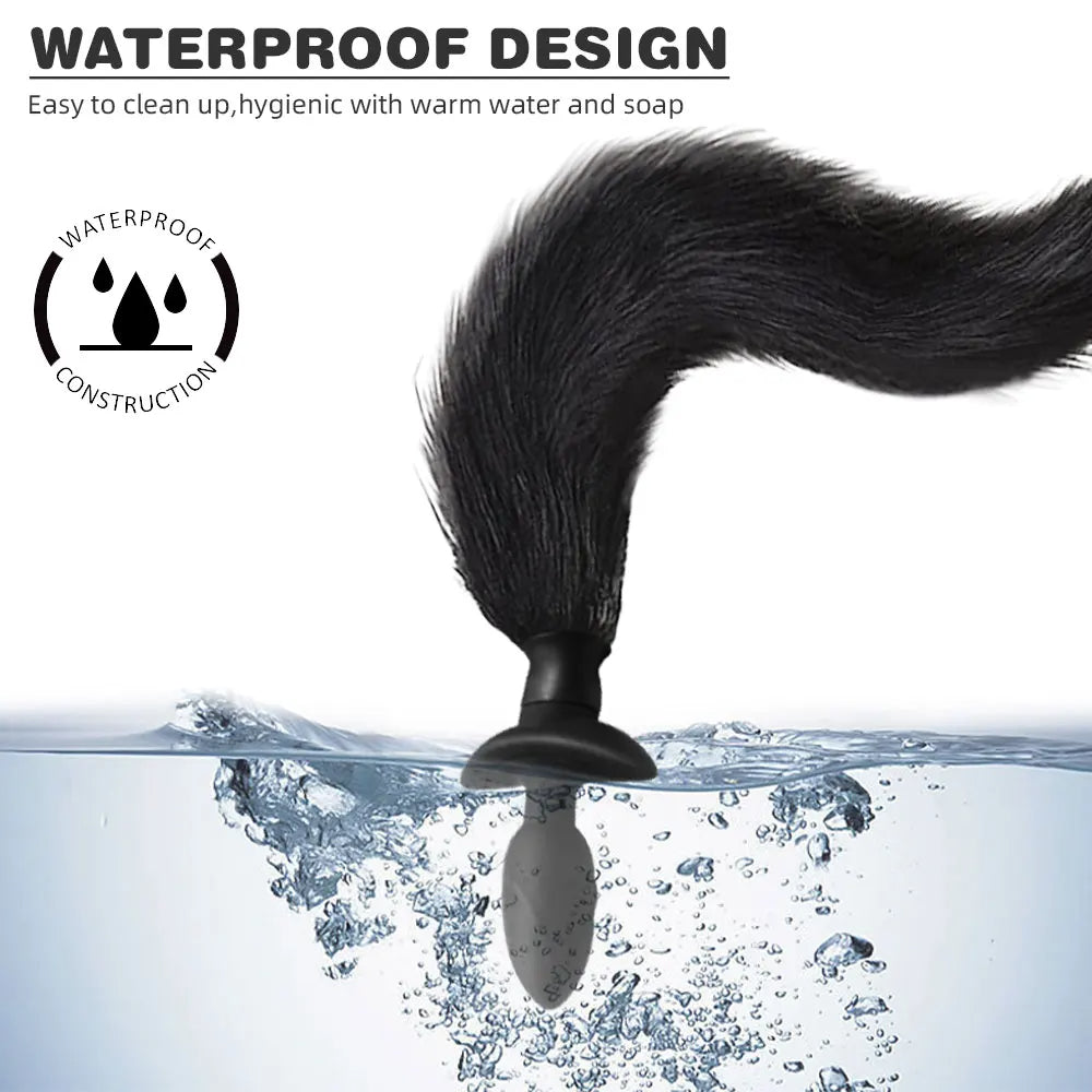 Fake Fox Tail Butt Plug - Remote Control Vibrating Anal Plug Rotating Panty Vibrator Play