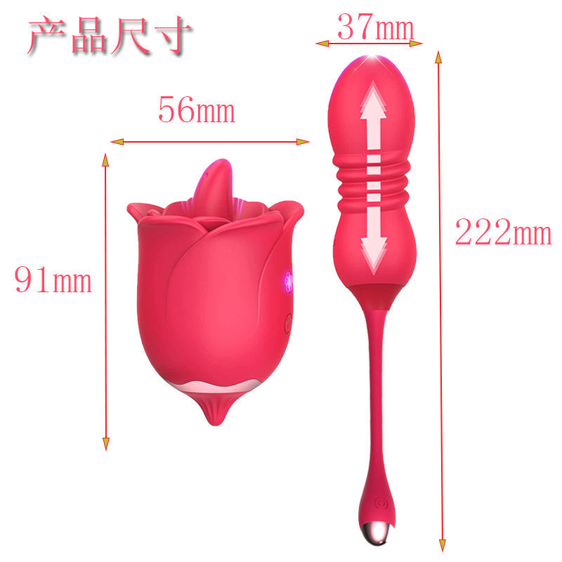 Rose Toy Combo - Stimulateur de clitoris télécommandé Godes de poussée Vibromasseur pour femme