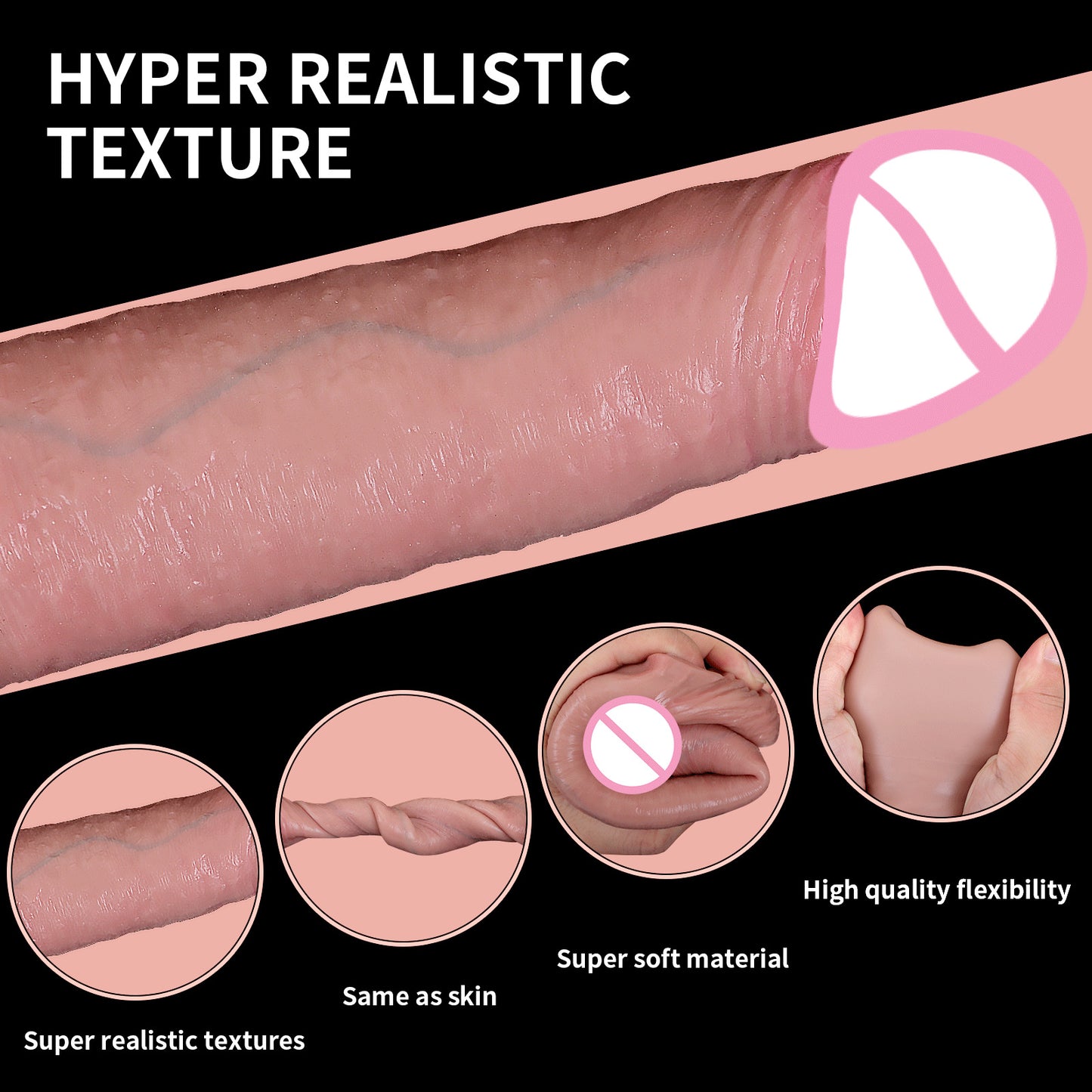 Jouets sexuels réalistes de Mals de douille de coq - agrandisseur réaliste de pénis de Silicone de grande circonférence