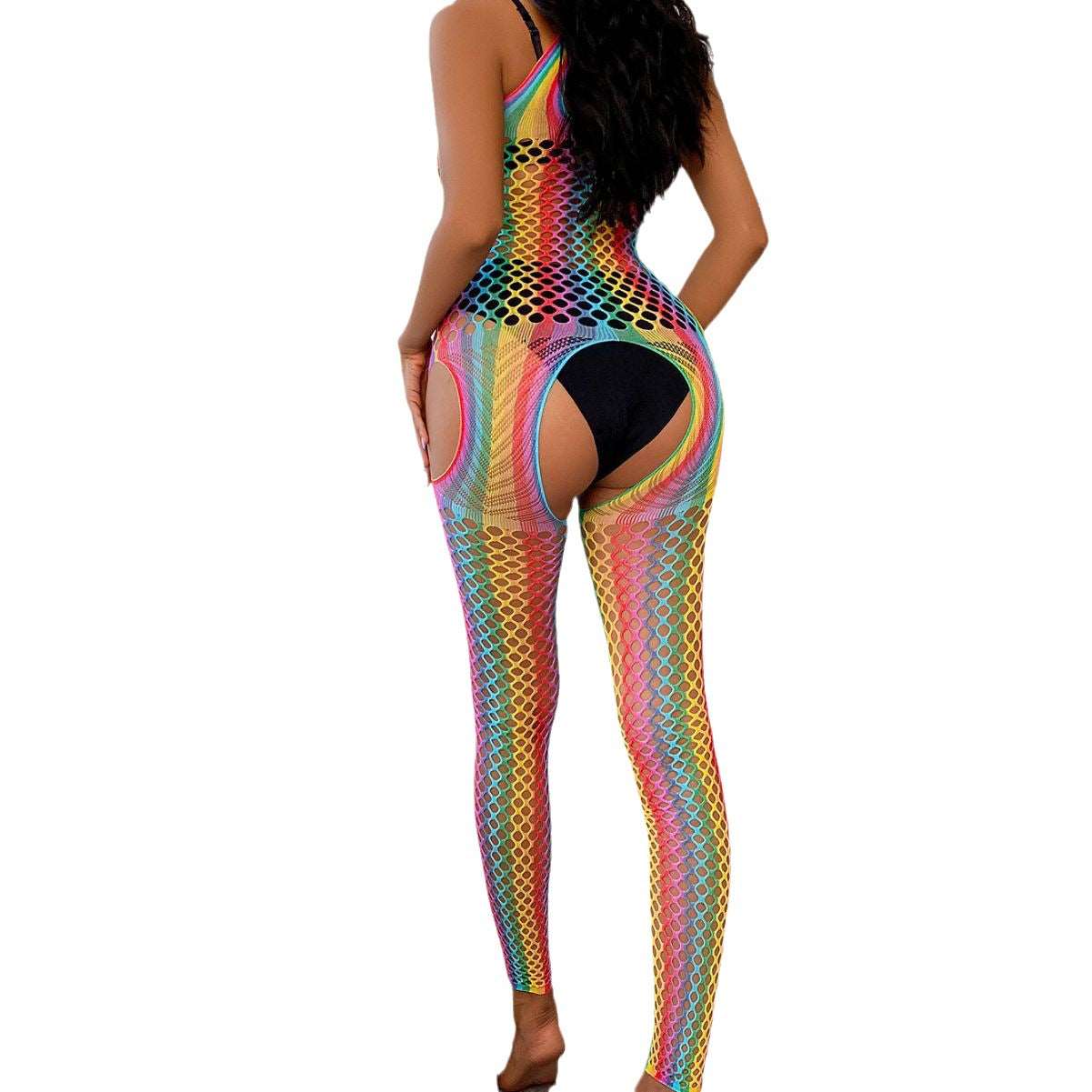 Irresistible Allure: Cross-Border European and American Rainbow Bodystocking - One Size Fits All