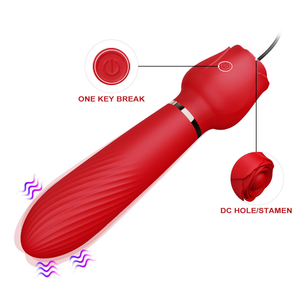 G-Punkt-Vibrationsdildo, Doppel-Nippelklemmen-Vibrator – 2-in-1-Rosen-Sexspielzeug für Frauen