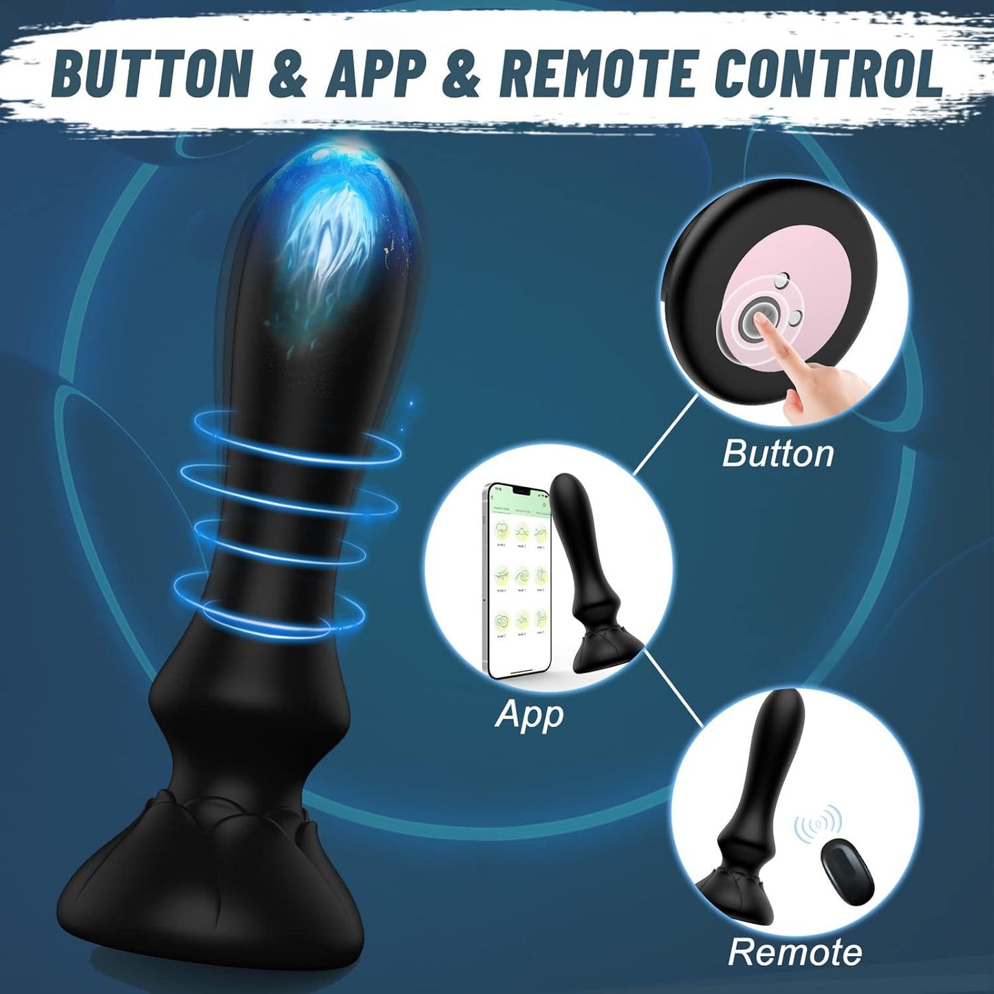 APP Controlled Anal Dildo Butt Plug - Remote Control G Spot Anal Sex Toys for Men Women
