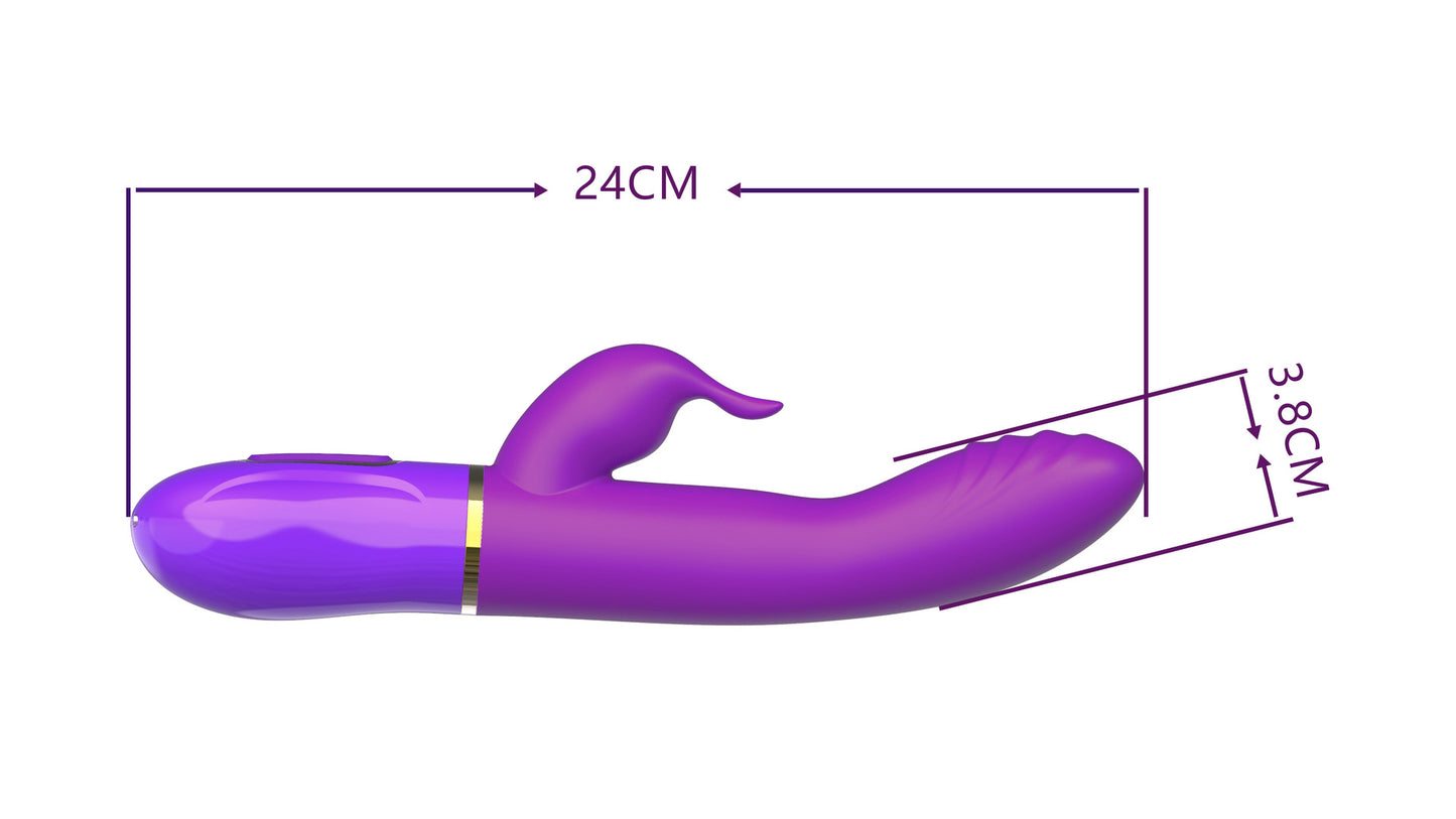 Vibromasseur clitoridien de point G de lapin - Stimulateur de clitoris à double extrémité Gode anal Masseur de prostate