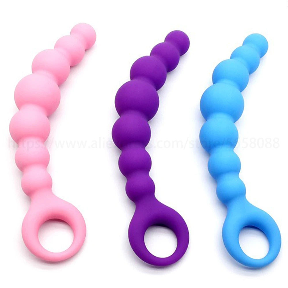 Godemichet anal en silicone de 7 pouces - 7 perles anales - Jouets pour prostate pour hommes et femmes