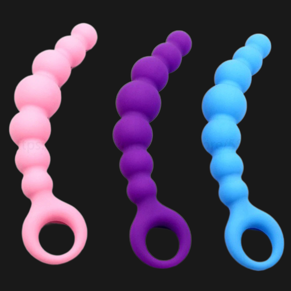 Godemichet anal en silicone de 7 pouces - 7 perles anales - Jouets pour prostate pour hommes et femmes