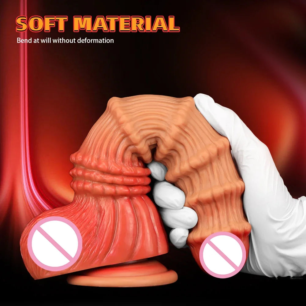 Huge Monster Anal Dildo Butt Plug - Big Threads Fantasy Dildos Female Sex Toy