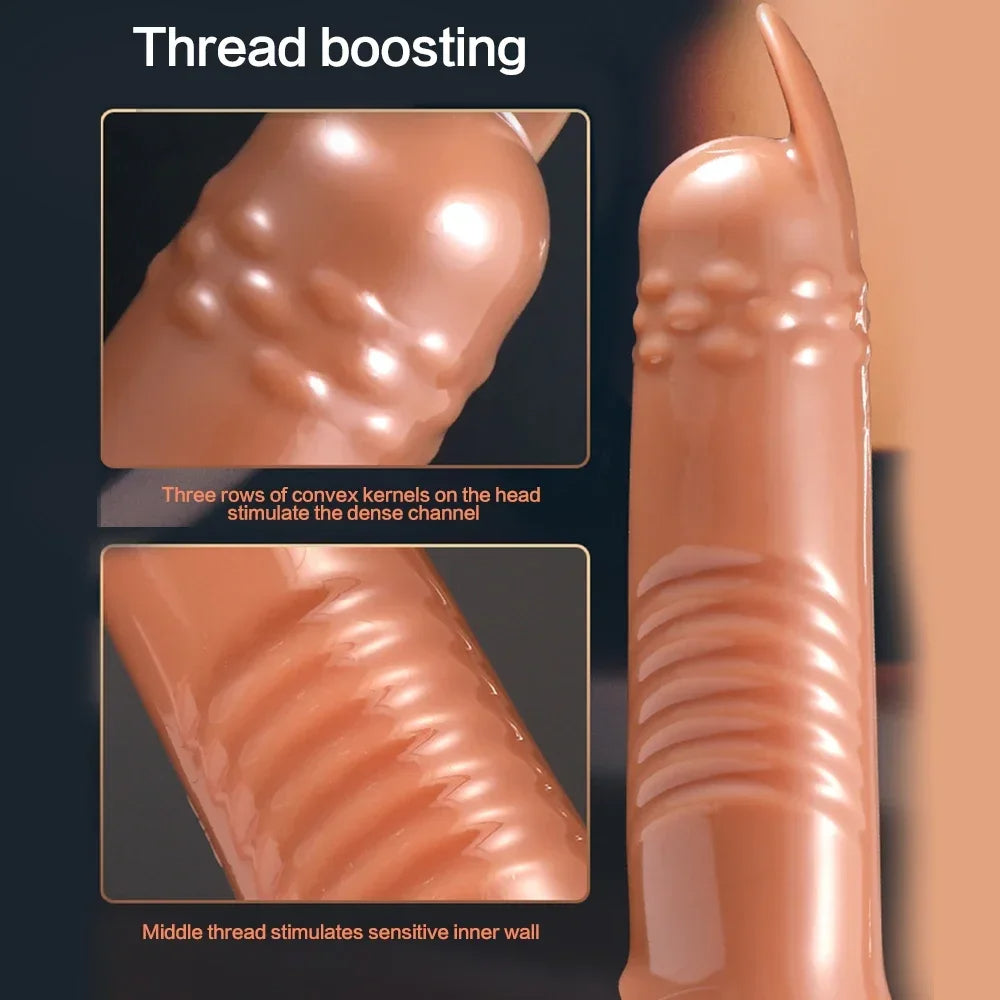 Knotted Cock Sleeve Male Sex Toys - Cock Ring Condom Penis Extender