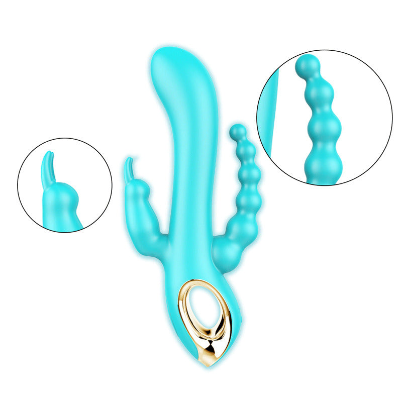 Domlust Dreiköpfiger Drachenvibrator – G-Punkt-Kaninchenperlen, Anusstimulation, 3-in-1-Sexspielzeug für Frauen