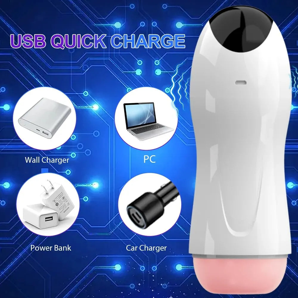 Masturbateur masculin Stroker adulte chatte réaliste - Interaction vocale de massage de pénis à poussée vibrante