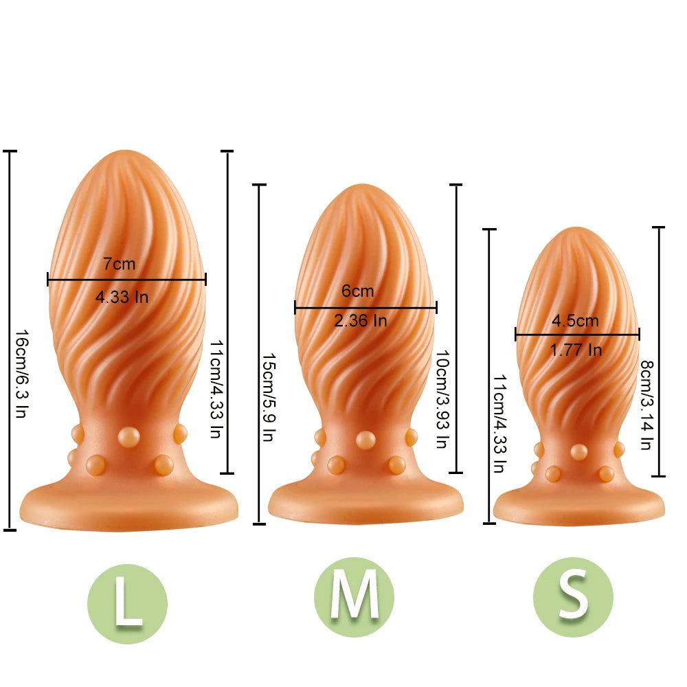 Knotted Silicone Anal Butt Plug - Sprial Anal Dilator Expansion Vagina Prostate Massager
