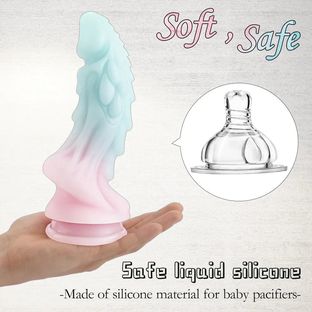 Drachenmonster-Dildo-Buttplug – leuchtende Macaron-Farbe, Fantasy-Dildos, Sexspielzeug für Frauen