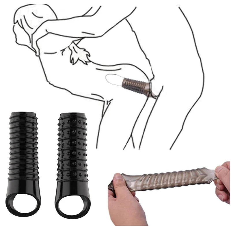 Stretchy Cock Sleeve Condom Male Extender Sex Toy - Penissleeve Delay Ejaculation Enlarger