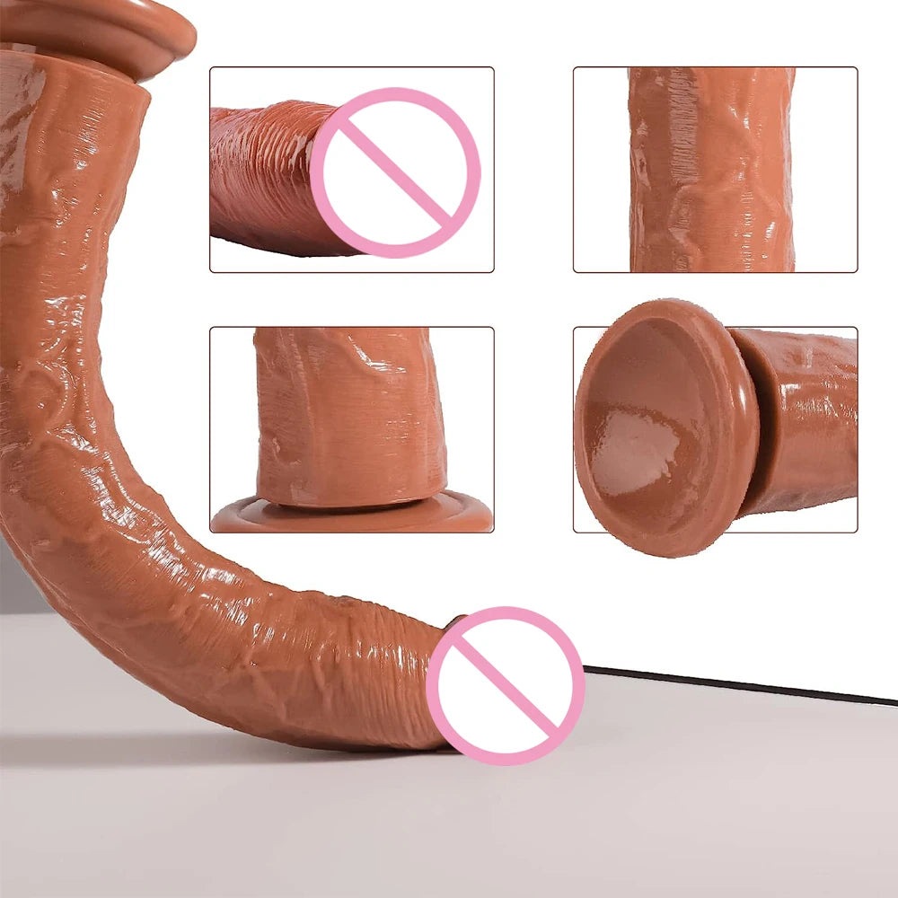 13 Zoll langer realistischer Dildo-Buttplug - Strapon-Dildos mit Saugnapf, Sexspielzeug
