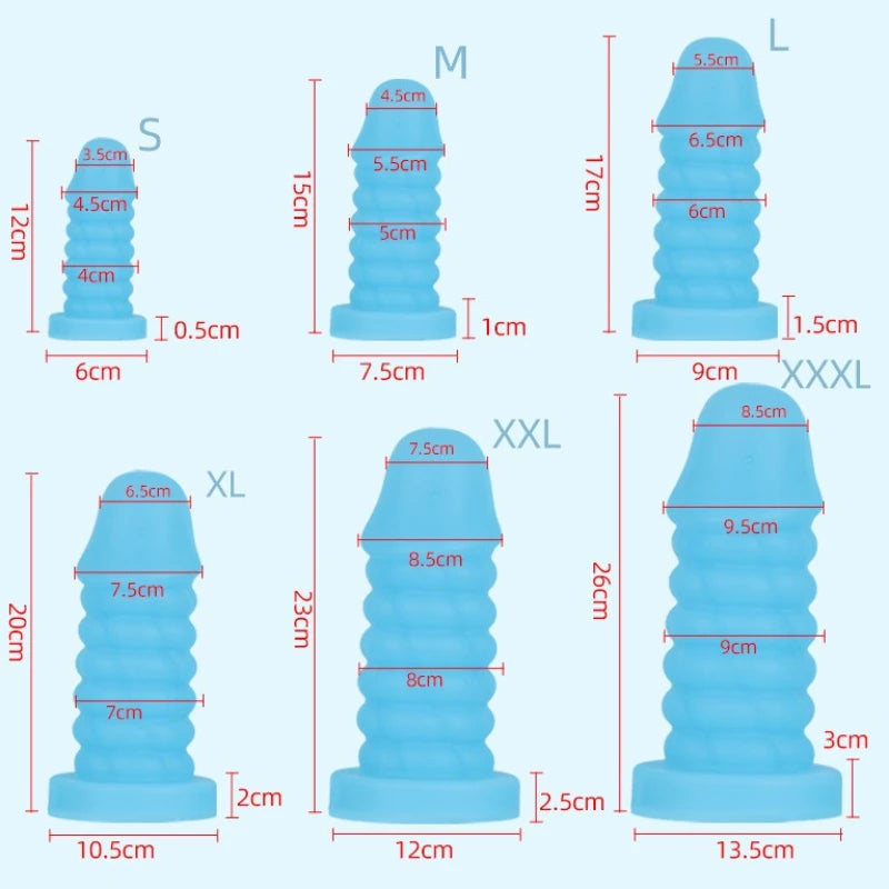 Huge Black Dildo Butt Plug - Big Threads Silicone Anal Dildos Masturbation Sex Toys