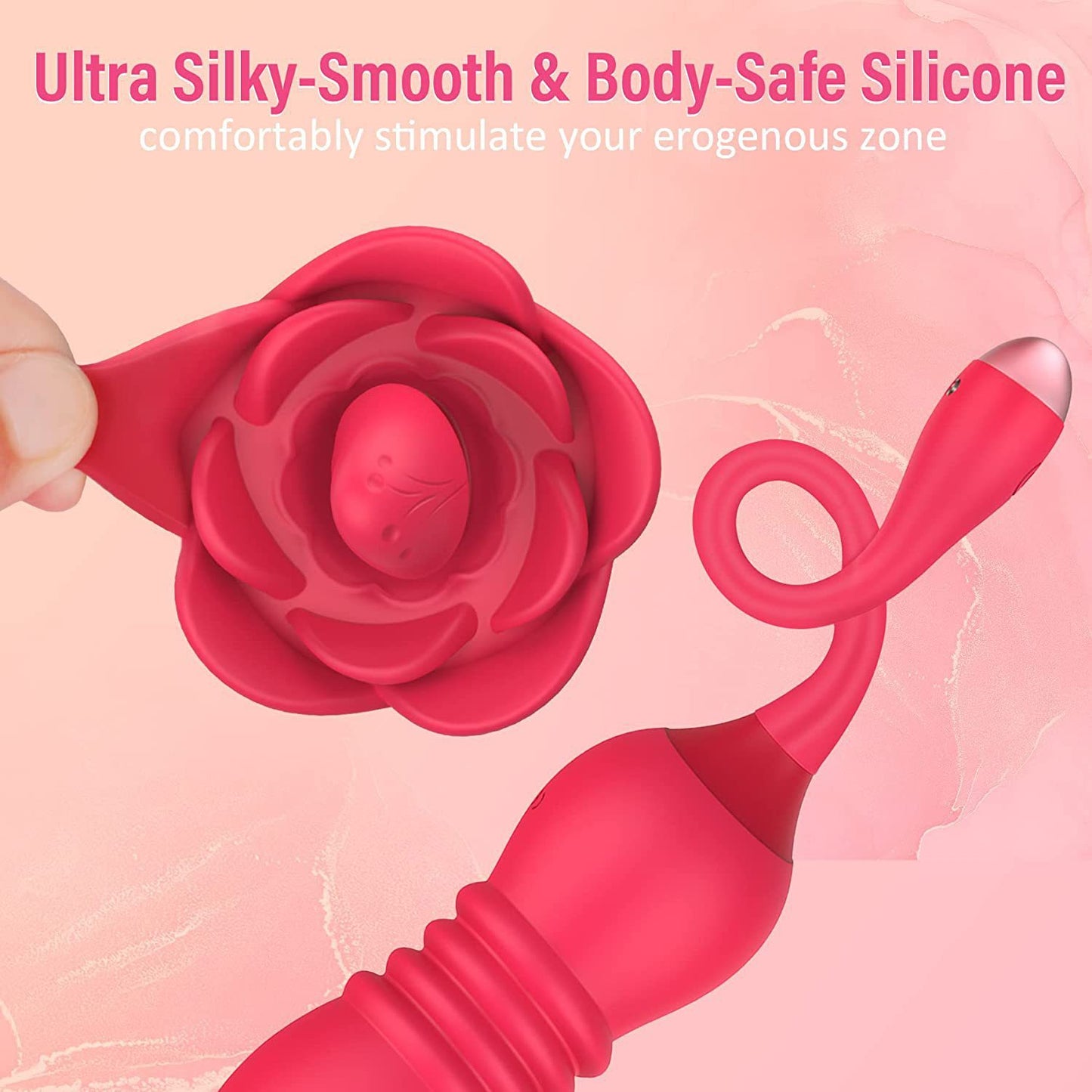 Rose Toy Combo - Stimulateur de clitoris télécommandé Godes de poussée Vibromasseur pour femme