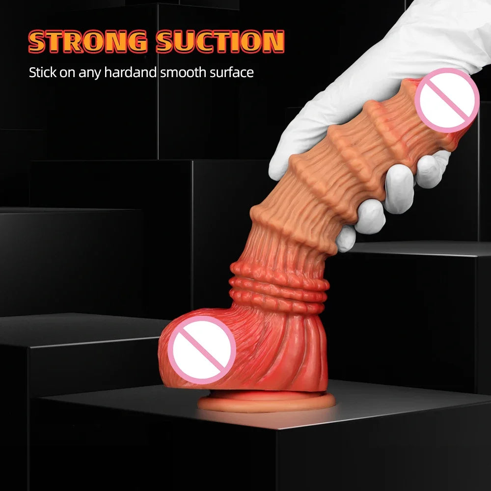 Huge Monster Anal Dildo Butt Plug - Big Threads Fantasy Dildos Female Sex Toy