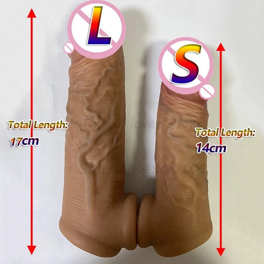 Realistic Cock Sleeve Male Enlarger - Lifelike Bareskin Penis Sheath Sex Toys for Men Gay