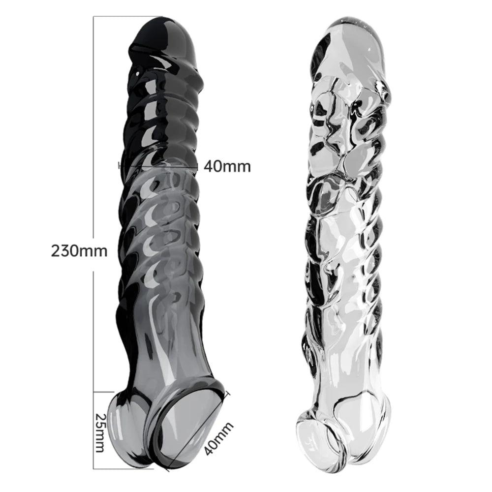 Vibrating Cock Sleeve Penis Enlarger - Penis Ring Delay Ejaculation Condom Sex Toy for Men