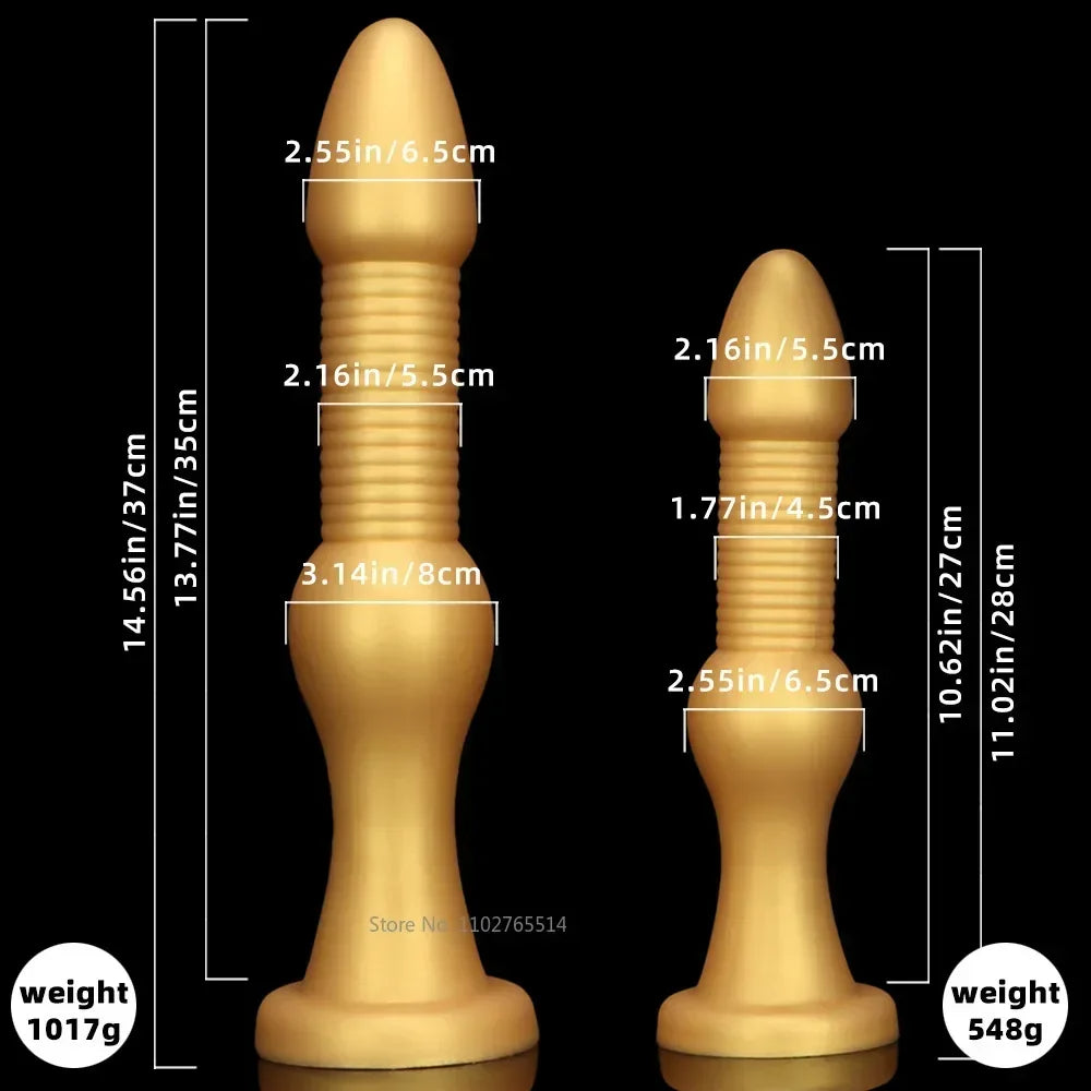 Riesiger Analdildo aus Silikon – geknotetes G-Punkt-Prostatamassagegerät mit Saugnapf, Sexspielzeug