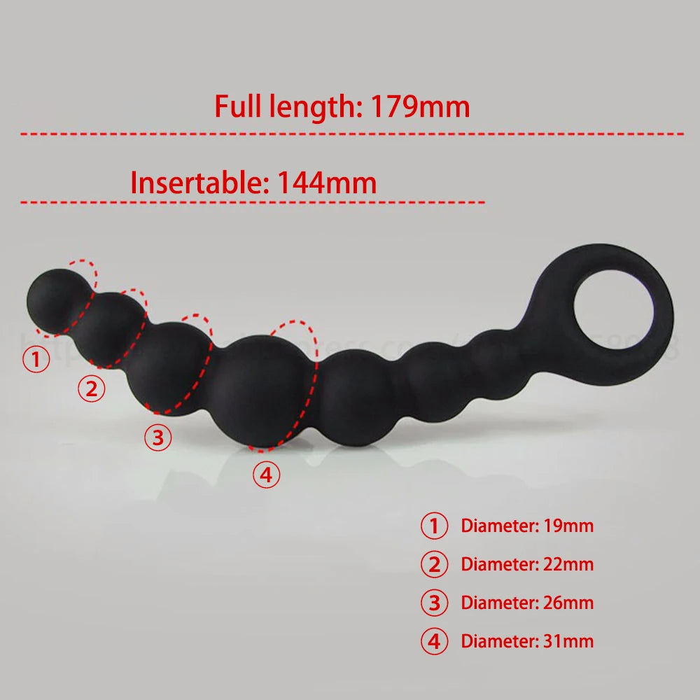 Godemichet anal en silicone de 7 pouces - 7 perles anales - Jouets pour prostate pour hommes et femmes