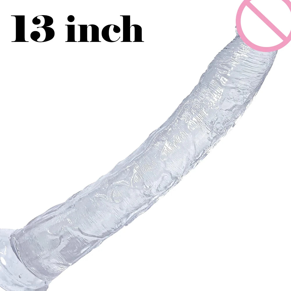 Riesiger schwarzer Dildo-Buttplug – 13 Zoll langes, trägerloses, realistisches Analdildo-Sexspielzeug aus Silikon