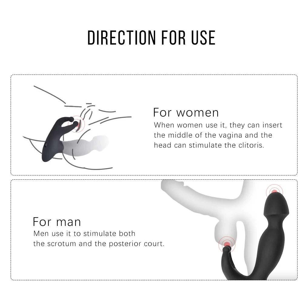 Vibrating Anal Plug Prostate Massager - Clit Clamp Cock Ring Couple Sex Toy
