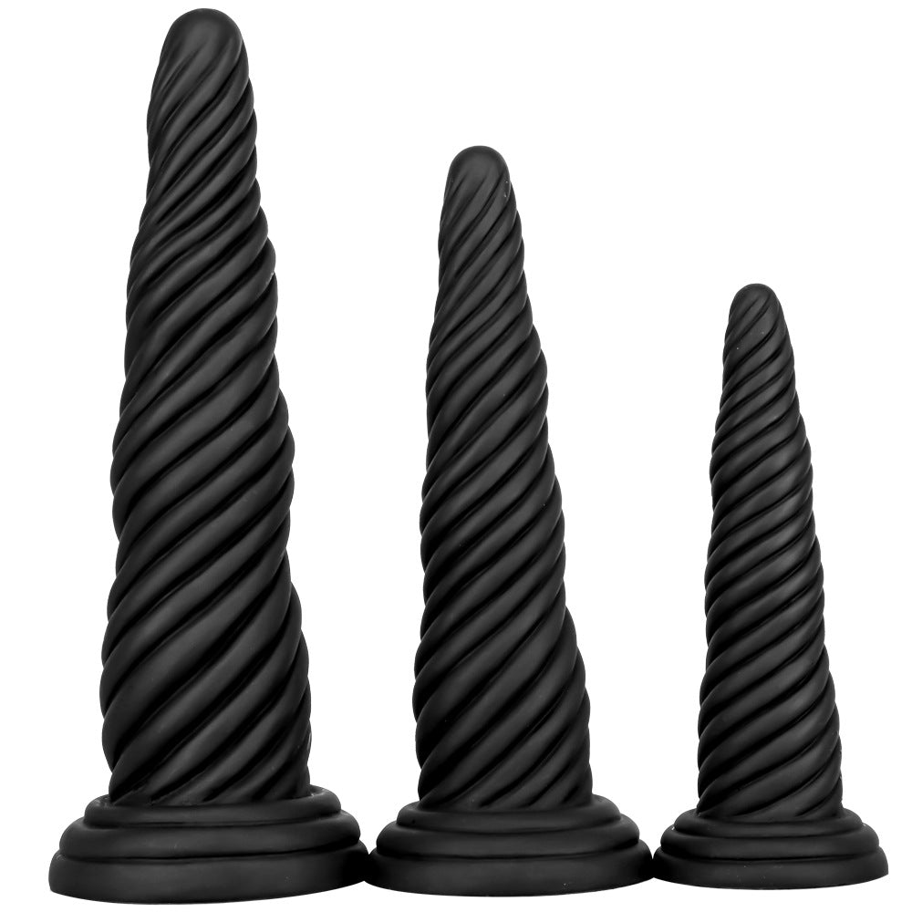 Exotic Black Dildo Anal Butt Plug - Fantasy Big Sprial Monster Dildo Sex Toys for Women Men